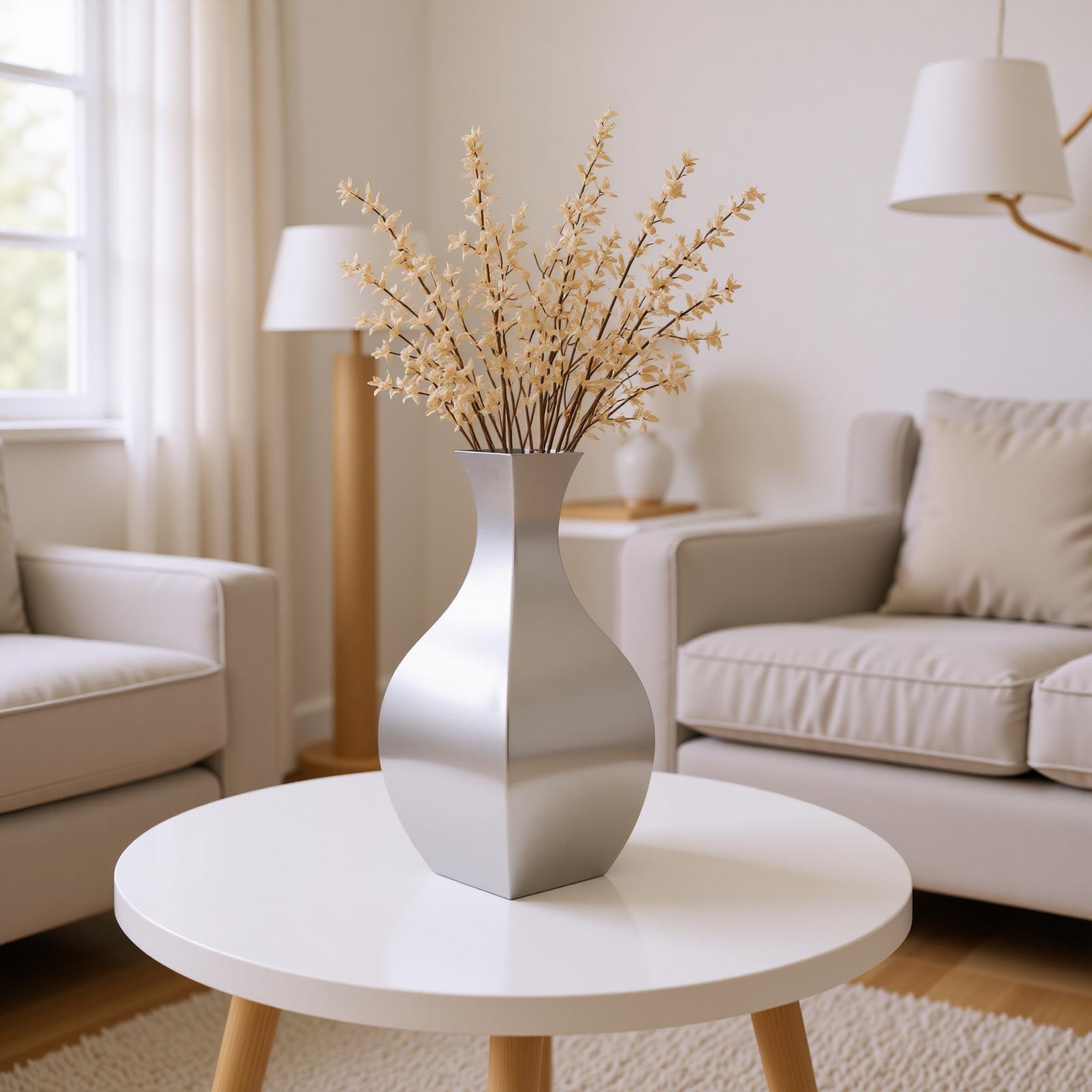 Gepolijste Roestvrijstalen Vaas, Scandinavische Moderne Bloemenvaas voor Huis Woonkamer Decor Tafelblad Ornament