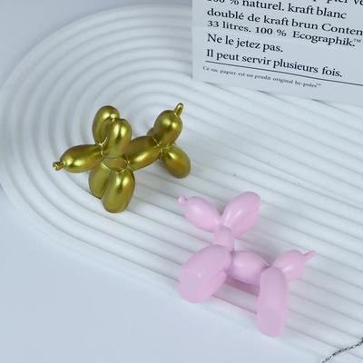 1PC Animals Figurine Resin Cute Shiny Balloon Dog Shape Statue Art Sculpture Figurine Craftwork Home Decor with Antiskid Mat