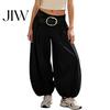 High Waisted Pants Women Wide Leg Barrel Pants, Casual Balloon Relaxed Fit Trousers, Solid Color Pleated Baggy Palazzo