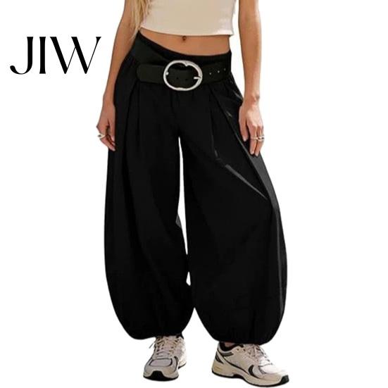High Waisted Pants Women Wide Leg Barrel Pants, Casual Balloon Relaxed Fit Trousers, Solid Color Pleated Baggy Palazzo