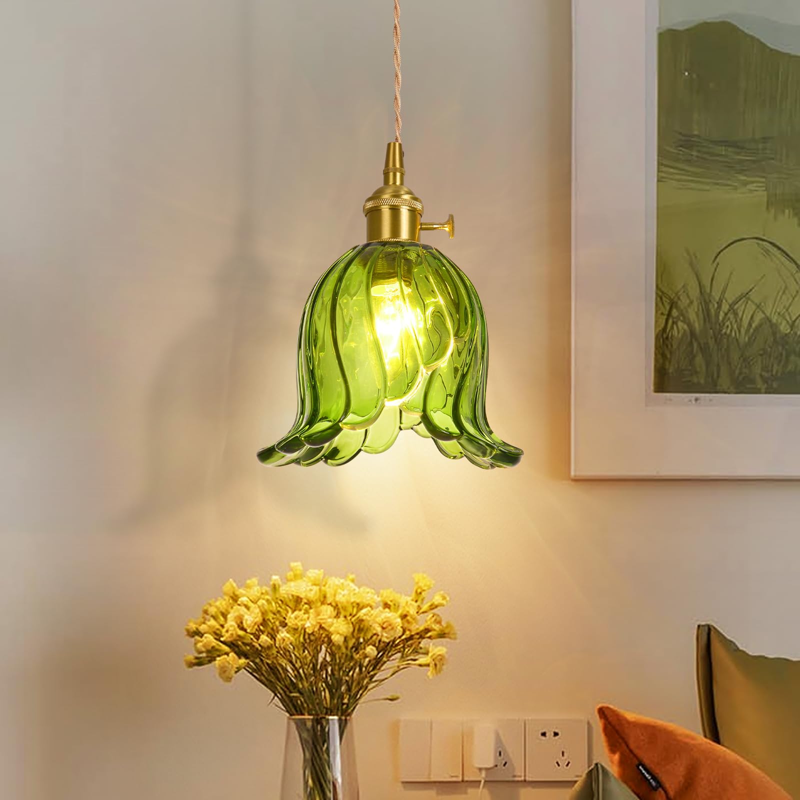 

Стильный стеклянный подвесной светильник с потолочным креплением на крюке, совместимый со светодиодными лампами E26, регулируемым шнуром, в скандинавском стиле, с латунной отделкой, подходит для столовой