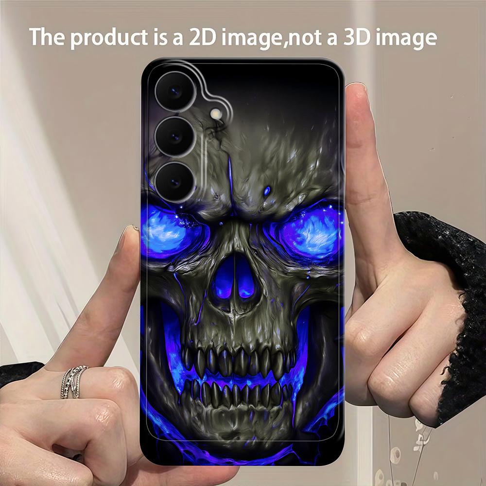Blue Flame Skull Pattern Phone Case for Samsung Galaxy S26 S25 S24 S23 S21 S20 fe/plus/Ultra Anti Drop Transparent Soft Case