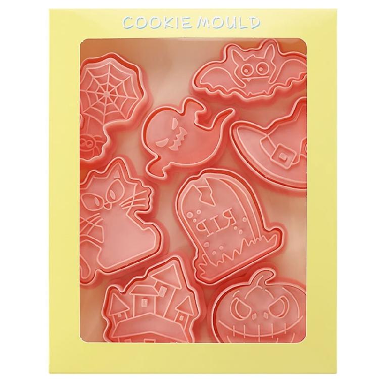 24PCS Cartoon Halloween Series Biscuit Mold PP Material Cookie Molds Push-type