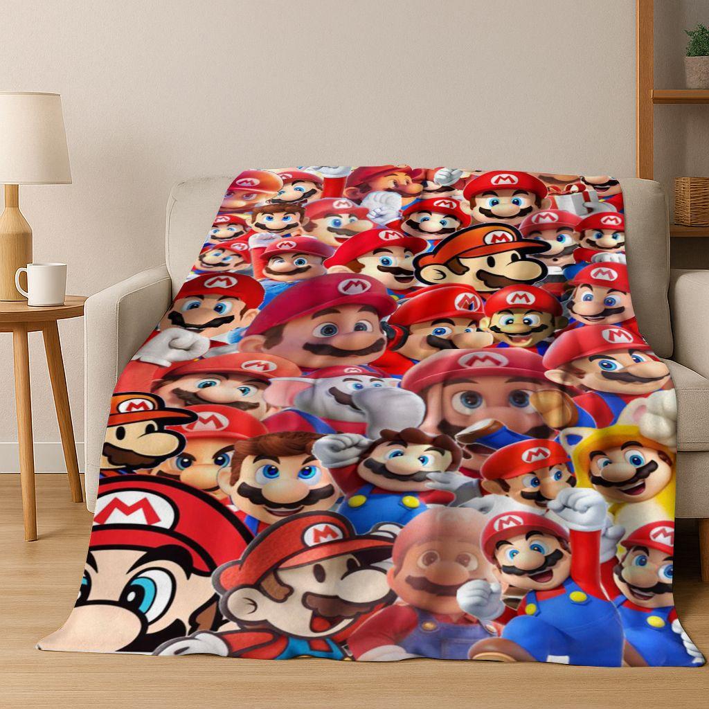 26 Style Mario Cartoon Gift Flannel Blanket,Warm and Cozy Soft Throw Blanket for Home Bedroom Bed Sofa Travel Picnic Cover Kids