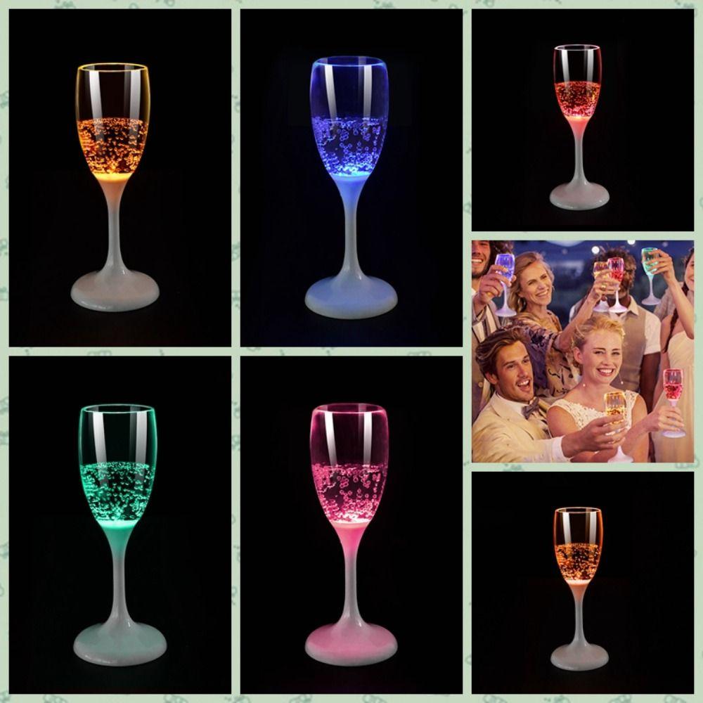 كوب أكريليك مضيء بالحث 120 مل كوب ديكور LED بلون الشمبانيا
