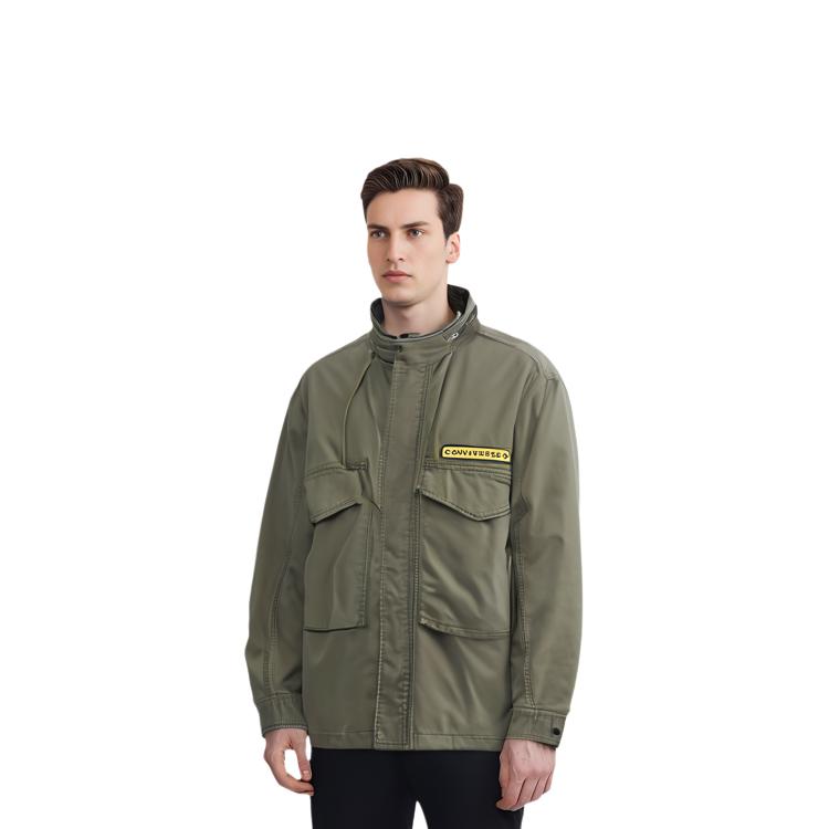 Converse Jackets Men's Green Stand Collar Moderate Workwear 10024189-A01