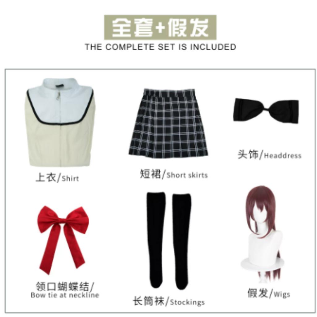 Puella Magi Madoka Magica Schuluniform Cosplay Kostüm Komplettset mit Perücke für Halloween-Party