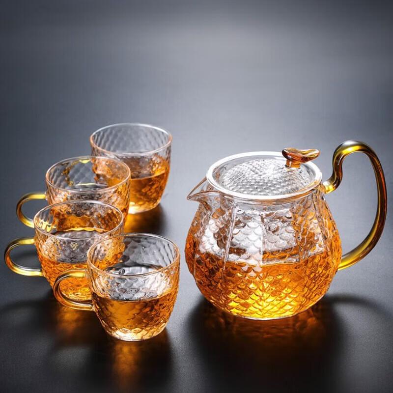 Taodex Heat-Resistant Dragon Scale Glass Teapot Set (4 Cups)