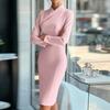 Women's Fashionable  Solid-Colour Long-Sleeved Turtleneck Slim-Fit Pencil Dress
