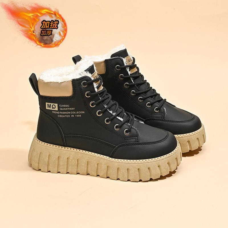 Women Thick Soled Fleece Lined High Top Warm Korean Casual Snow Boots For Ladies