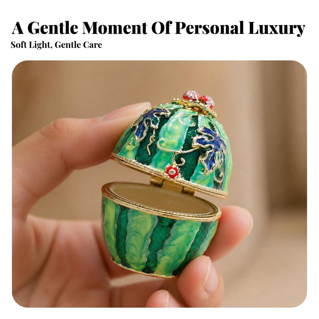 Egg-Shaped Jewelry Box Decorative with Hinged Lid Elegant for Vanity