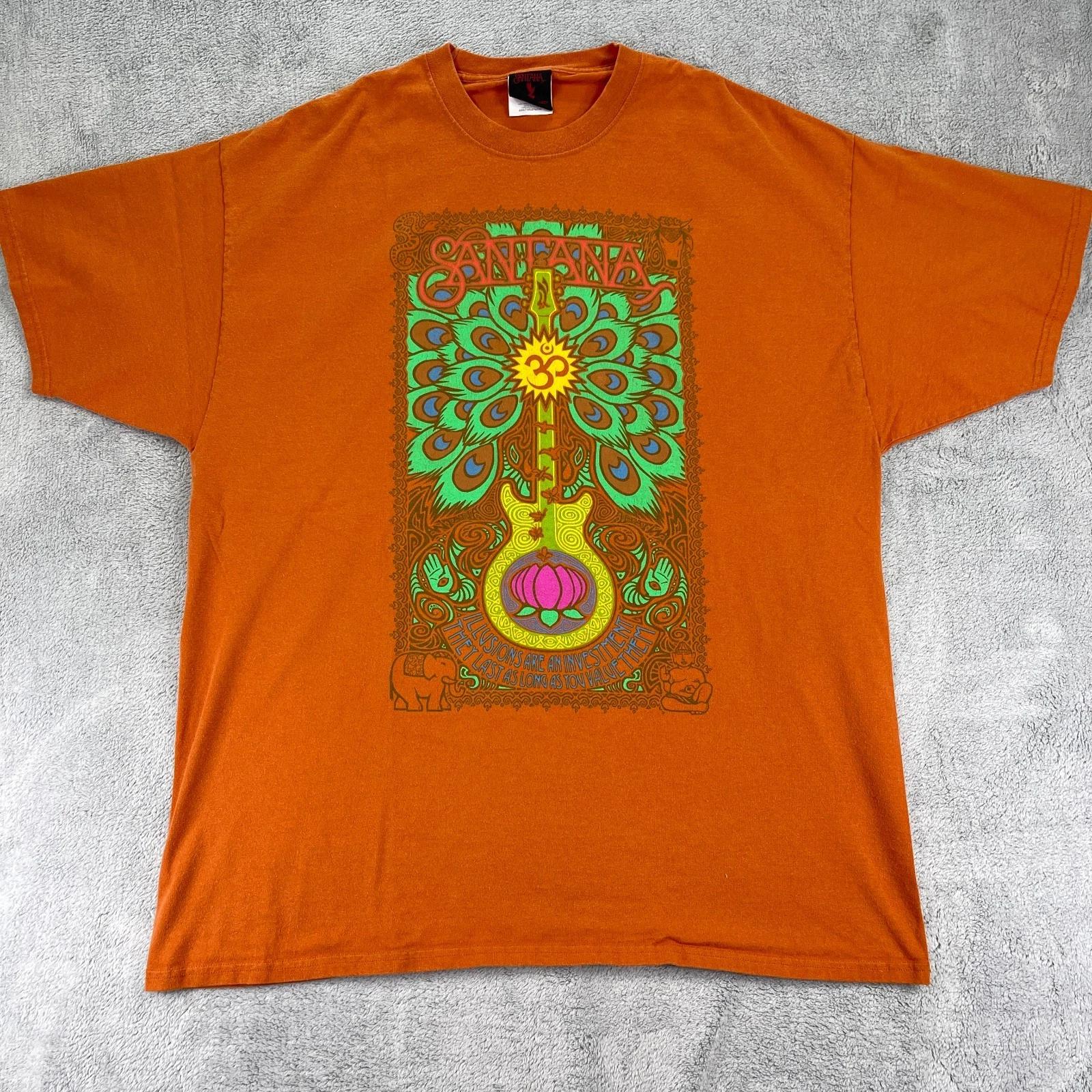 

Santana Illusions Are An Investment T Shirt Mens 2XL Orange Graphic Print Cotton 2XL