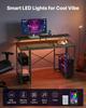 120 cm Computer Desk with Smart LED Lights and Power Outlets, Reversible Gaming Office Desk with Monitor Stand and 2-Tier Storage Shelves, Study Work
