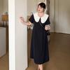 Large size women's double-layer doll collar dress, summer waist and thin long short skirt 212180
