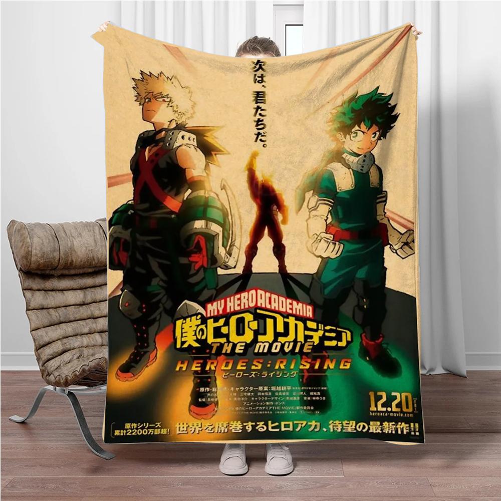 Vintage M-My-Hero-Academia 3D Printed Flannel Blanket Living Room Sofa Bed Camping Picnic Warm Blanket Holiday Gifts
