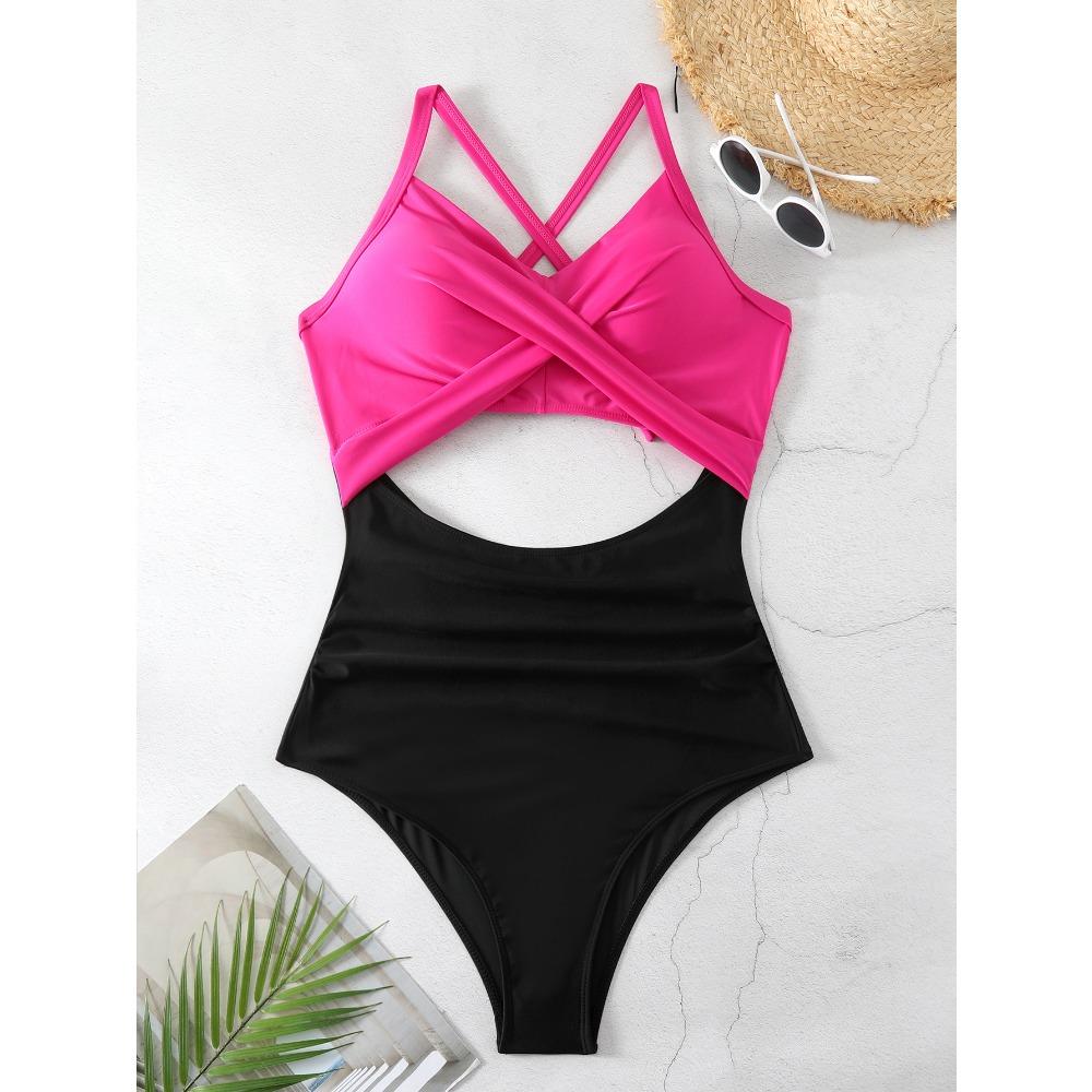 One-piece Swimwear Female Sexy Cross-cut Tight European and American Backless Swimsuit