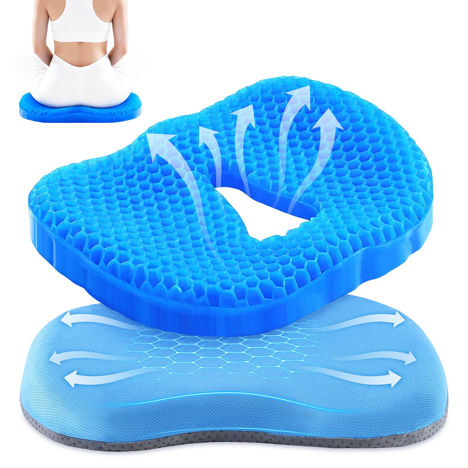 Large Gel Cushion for Chairs Honeycomb Structure Breathable Pressure Distribution Prevents Hip Pain High Rebound Posture Support Gaming Chairs 5990₽
