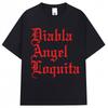 Bad Bunny Diabla Angel Loquita T-shirt Graphique Unisexe Mode Femme Hip Hop Col Rond Manches Courtes Oversize Coton T-shirts Décontractés