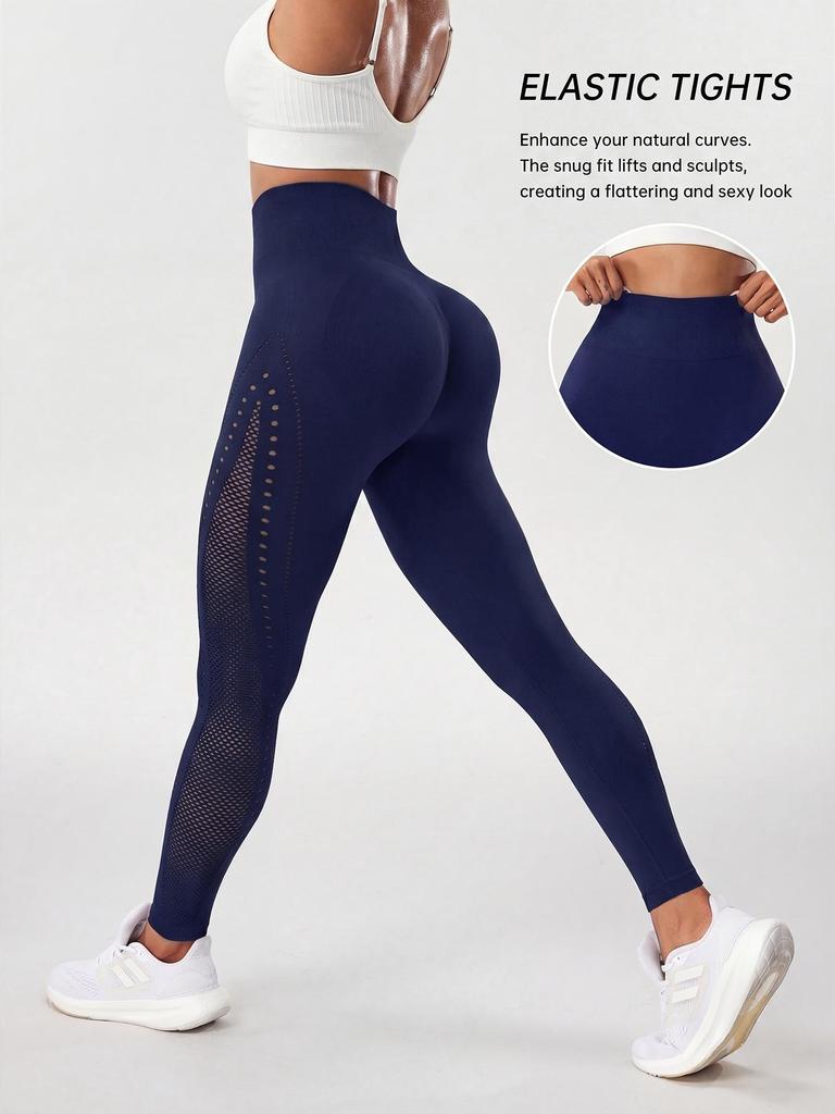 Women's Jacquard Yoga Pants Hip Lifting Hollow Design Shaping Workout Leggings High Elasticity Breathable Fitness Trousers Cross Border Style