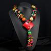 Bohemian Holiday Style Colorful Wood Necklace with European and American Ethnic Style Long Style Exaggerated Personalized Accessories for Women