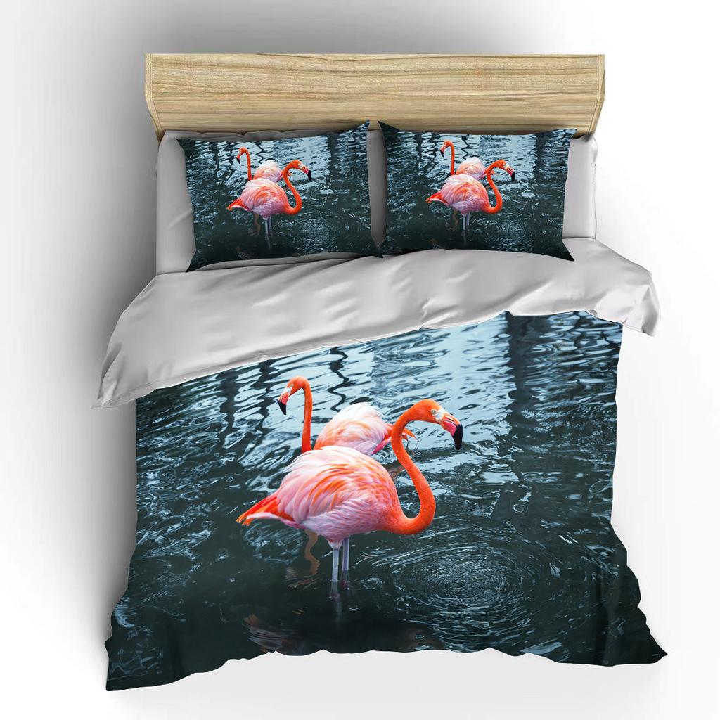Flamingo cartoon cute bear kawaii Christmas gift king size double bed bedding set microfiber or polyester duvet cover set