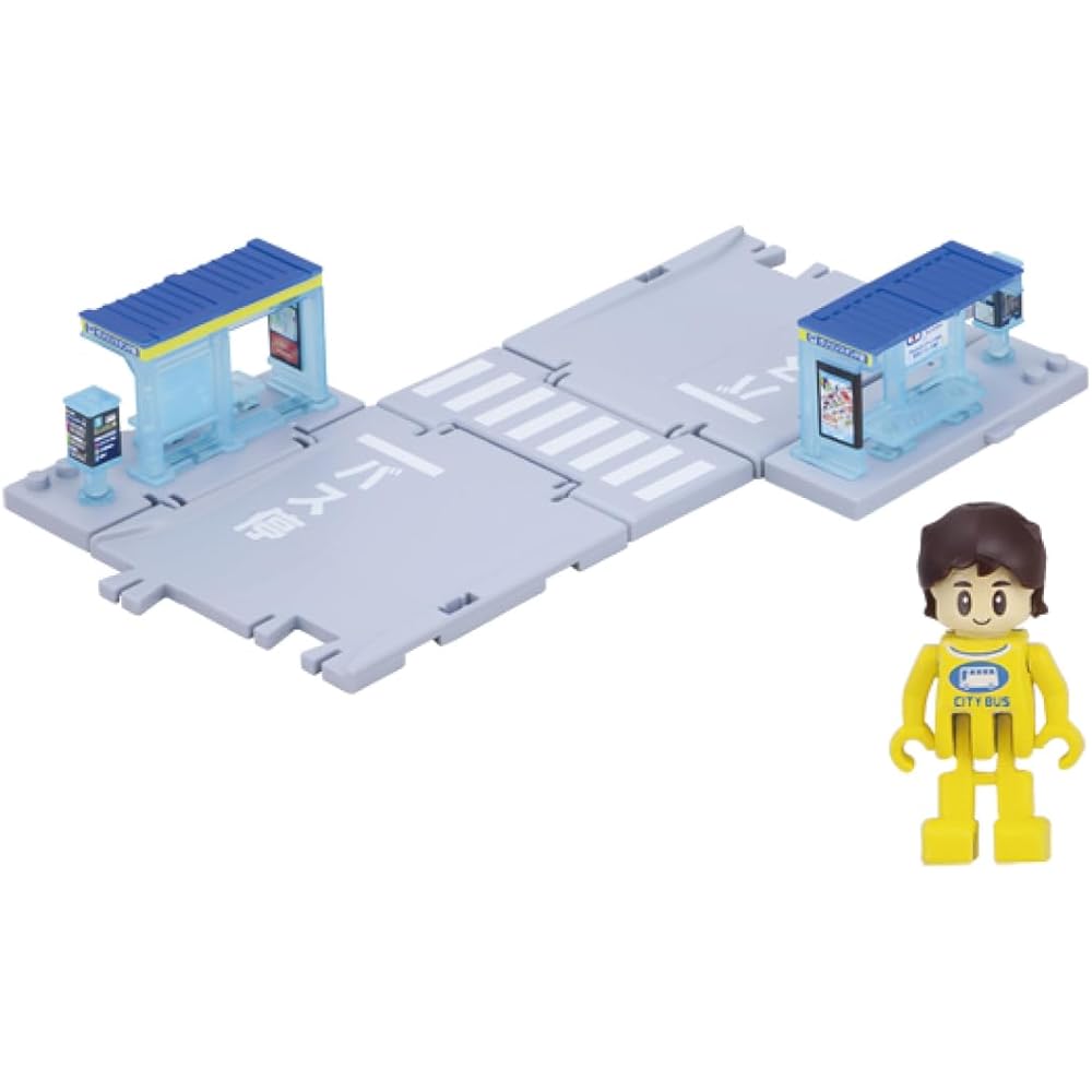 Takara Tomy Tomica Town Bus Stop Playset with Passenger Miniature Toy for Ages 3 and Up