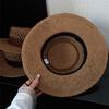 Spring Summer Vintage Hollow Out Flat Top Straw Hat Woman Sun Protection Vacation Beach Hat