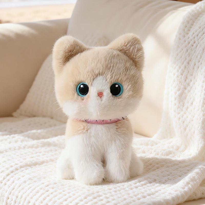 2025Cm Squatting Cat Doll Plush Toy Small Kitten Plushie Black White 3-Color Siamese Cat Appeasing Present