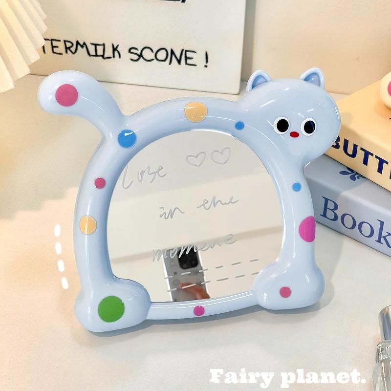 Dopamine Style Makeup Mirror Kawaii Cat Shaped Cosmetic Mirrors for Women Adjustable Wall-mounted Mirrors Wholesales 2025 New