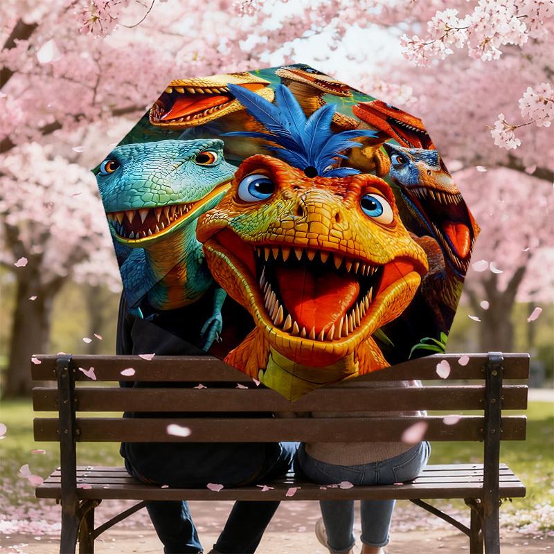 1PC Dinosaur Umbrella-8-Rib Reinforced, Automatic Open, Lightweight & Durable, Fashion Accessory for Outdoor, H0393