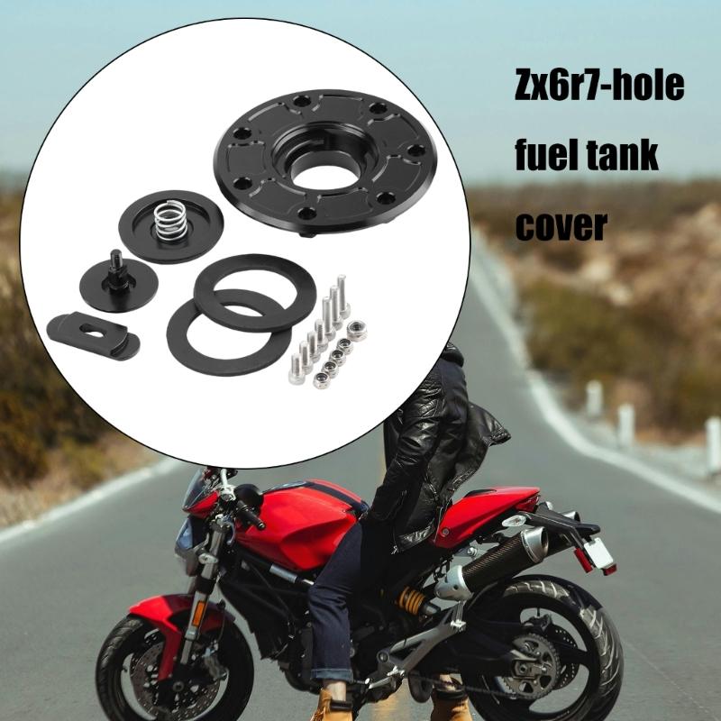 7 Hole Fuel Gas Oil Tanks Cover for ZX6R Motorcycle Bikes Superior Durability Aluminum Waterproof Secure Locking Systems