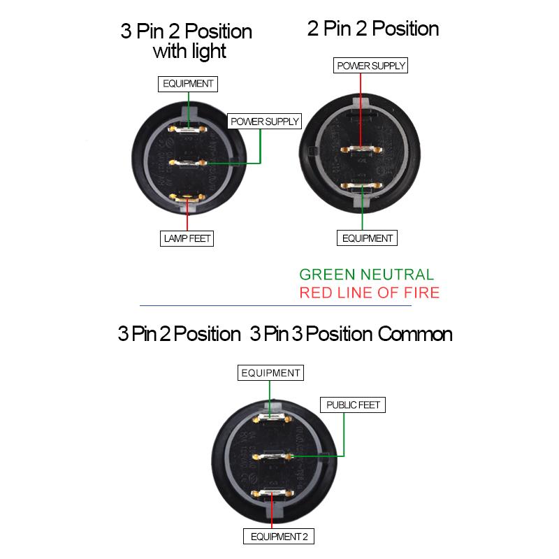 5 buc 25mm Impermeabil SPST Rotund Comutator Basculant Tip Barcă 2/3 Pini Mașină Auto Barcă Marin Buton de Alimentare Comutator cu Lumină 6A/10A 250V