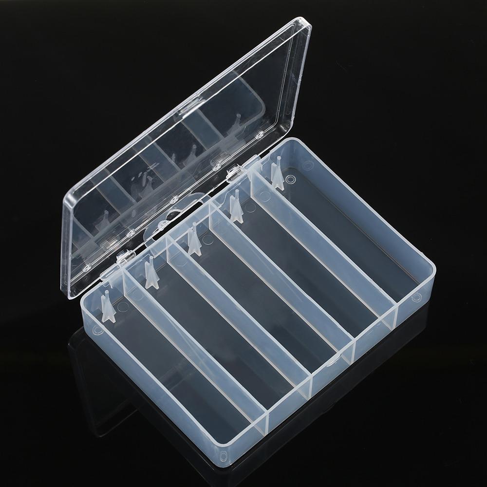 6pcs 5 Grid Compartment Fishing Lure Box Clear PVC Bait Storage Case  For Fishing Gear