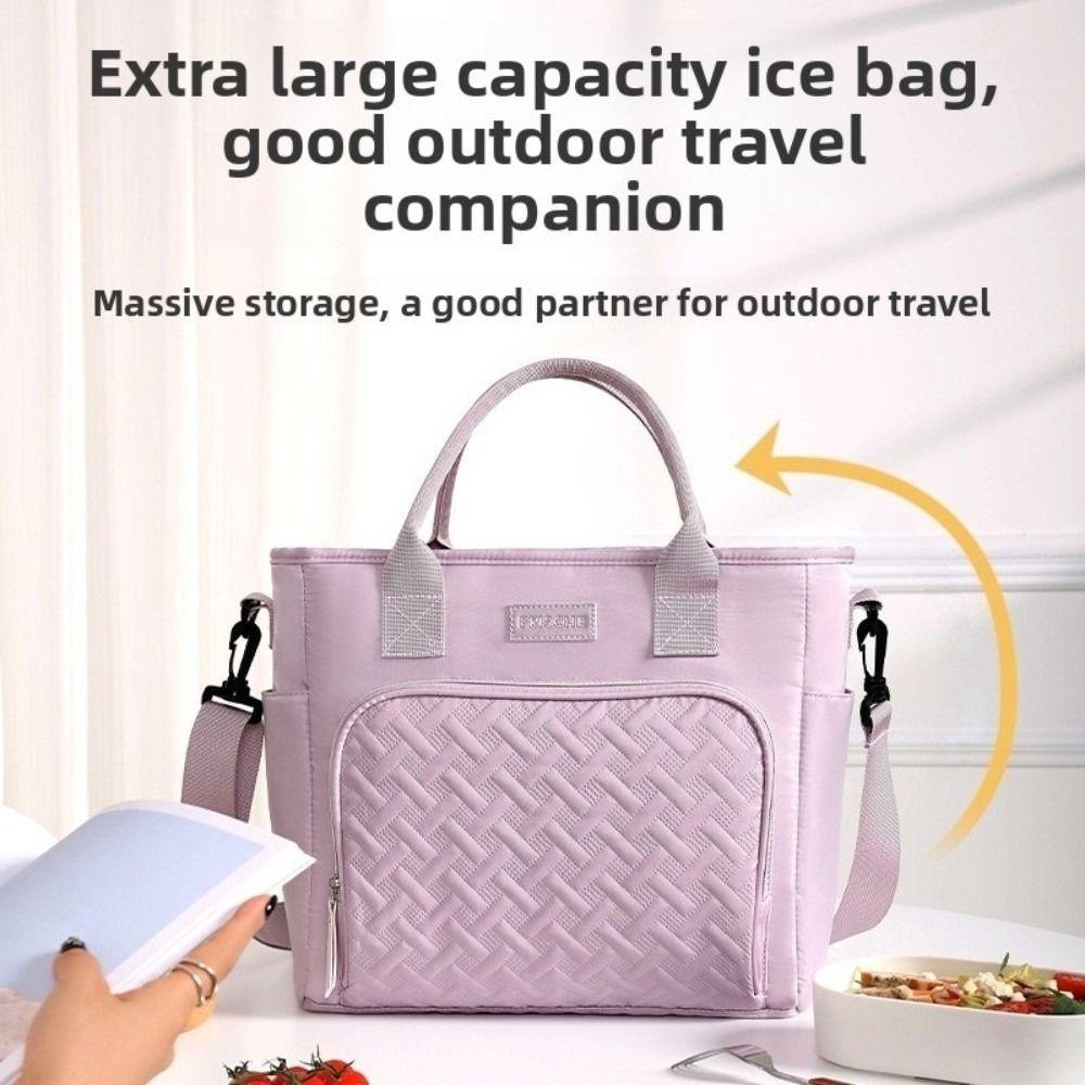 New Polyester Lunch Bag Leakproof Waterproof Insulated Cooler Bag Large Capacity Food Storage Bag for School Work