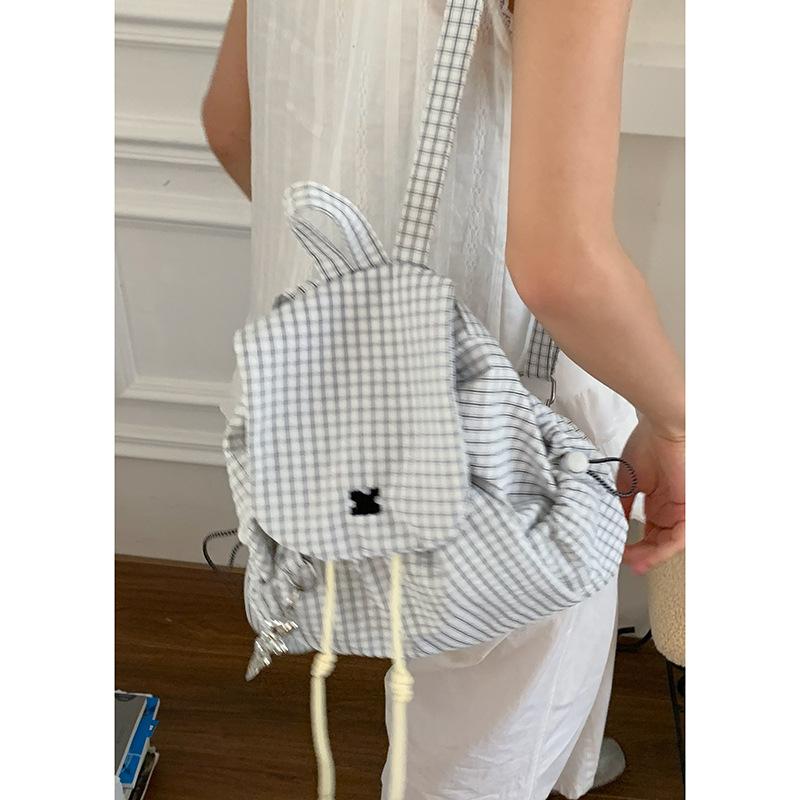 College style plaid nylon bag women's 2025 new backpack leisure travel backpack