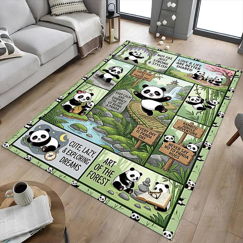 1PC Panda Life Non-Slip Floor Carpet, Office, Family, Bedroom, Studio - Large Area Rug, Vibrant Colors, Longlasting Material-C0471
