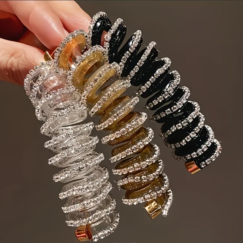 

Set of 3 Multifunctional Crystal Encrusted Phone Cord Headbands - Highly Elastic, Durable, Fashionable, Suitable for All Ages 001
