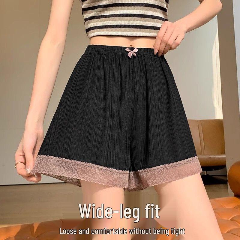 Women's Summer Ice Silk Lace Safety Shorts - Anti-Exposure, Loose, Slimming, Home Base Layer.