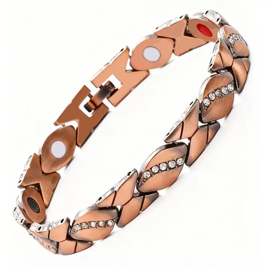 Bracelet Magnétique Feuille pour Femme Feuille Brossée Personnalité Créative Bracelet Généreux