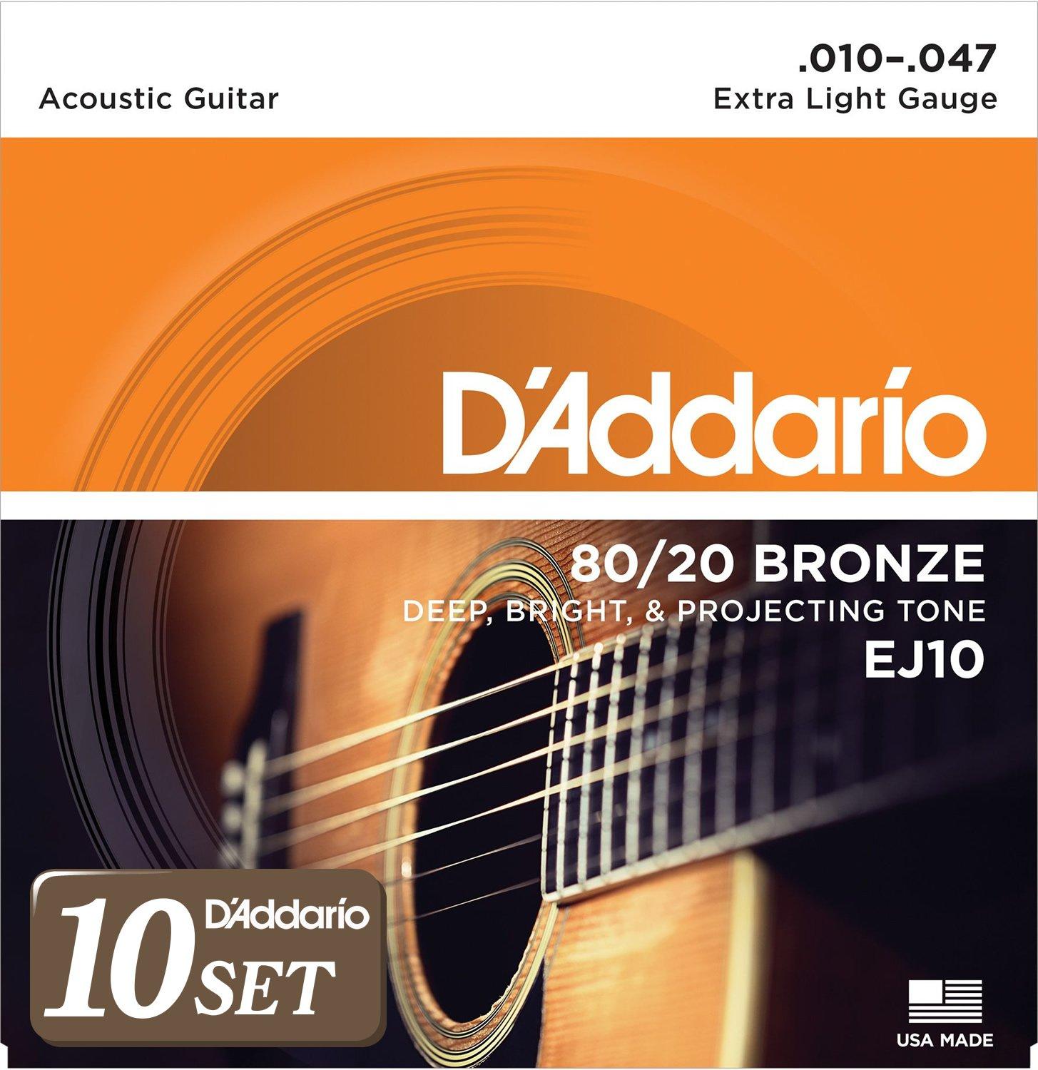 

Струны для акустической гитары Bronze Extra Light EJ10 x 10 Set D Addario 80/20 .010-.047 []