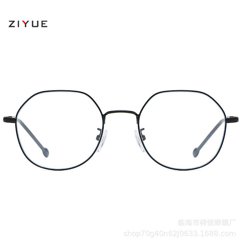 Anti-blue flat glasses men's metal retro polygonal glasses frame women's literary glasses frame with myopia glasses