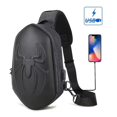 Running Chest Bag for Men USB Charging Fashion Streetwear Sling Pack Crossbody Motor Cycling Backpack