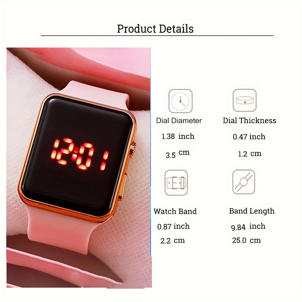 New Fashion Square dial silicone strap LED screen electronic wrist watch, suitable for Christmas Halloween gifts