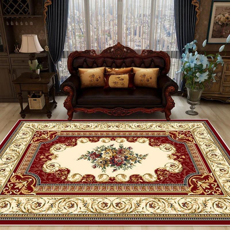 Europäische Luxusteppiche für Wohnzimmer Flanell Heimdekor Teppiche Schlafzimmerdekor Zuhause Alfombra Plüsch rutschfeste Matte Balkon Ruhematte