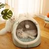 Großzügiges Katzenhaus, Katzenschlafzubehör für Kätzchen, warmes Katzennest im Winter, bequemes und halbgeschlossenes Teddy-Hundenest