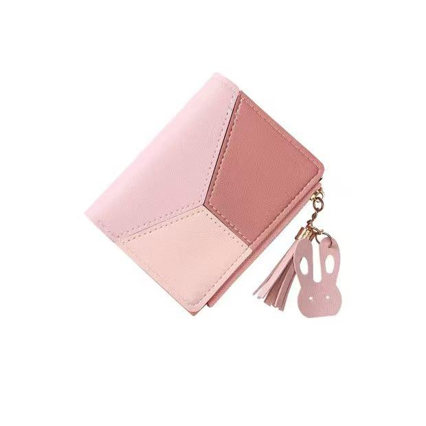 Women's Zipper Buckle Wallet: Korean Style with Tassel, Contrast Color, Coin Purse, and Card Holder.