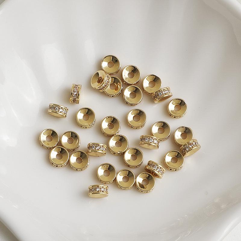 14K Gold-Filled Zircon Wheel Spacer Beads for DIY Bracelets Jewelry