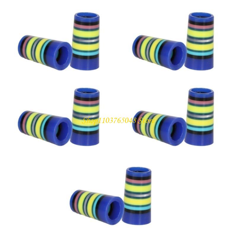 10Pcs Golfing Tapered Ferrules Fit 0.35Inch 0.37Inch Tapered and Parallel Shafts Colorful Striped Golfing Iron Ferrules