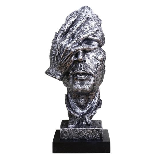 Resin Silence Is Gold Sculpture Statuette Figurine Craft Office Home Decoration