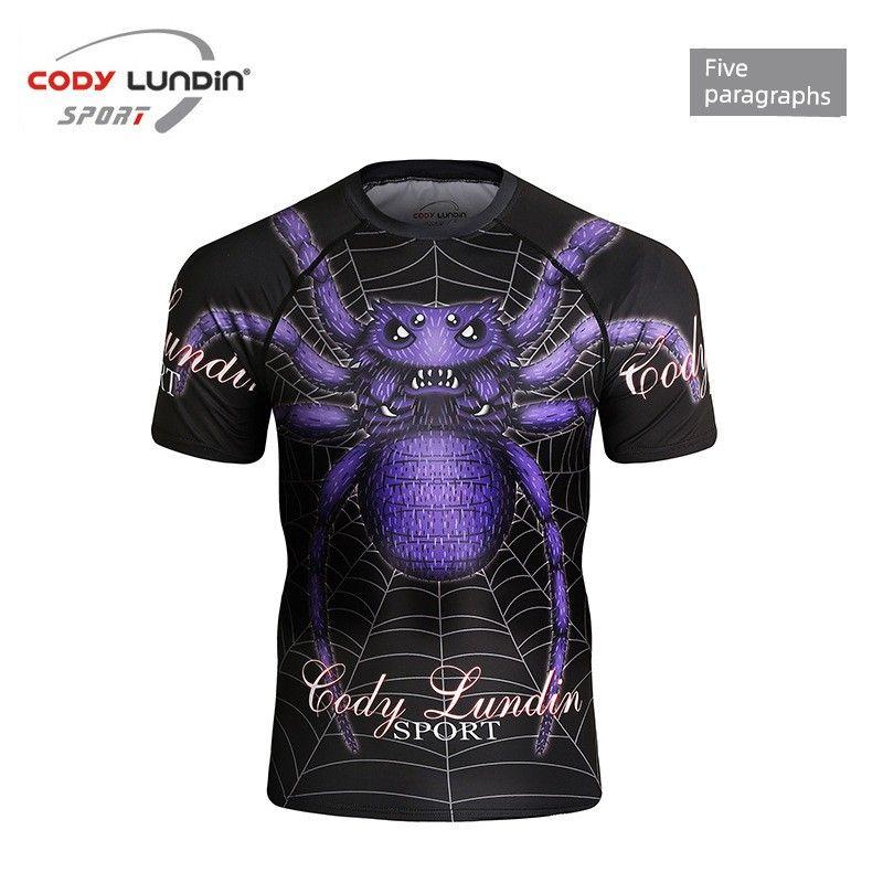 Cross-Border New Arrival Workout Clothes Men's Quick-Drying Sweatshirt Short-Sleeved Running Training Stretch Silm Sports Bodysuit Fashion